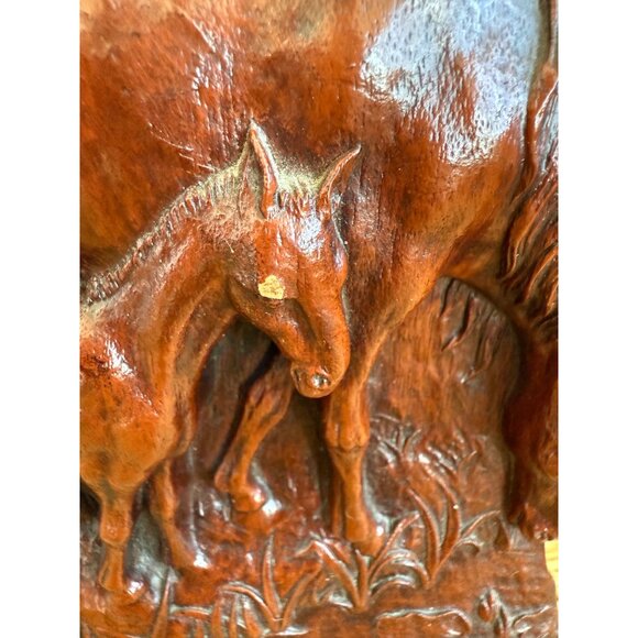 Vintage 60's Syroco Pressed Wood Equestrian Horse & Colt Bookends - Picture 5 of 11